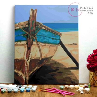 PAINTING BY NUMBERS ® - Stuck Boat - (Paint by Numbers Framed 40x50cm)