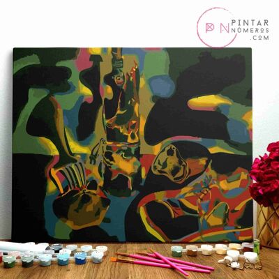 PAINTING BY NUMBERS ® - Natura morta della vecchia scarpa di Joan Miro - (Paint by Numbers Framed 40x50cm)