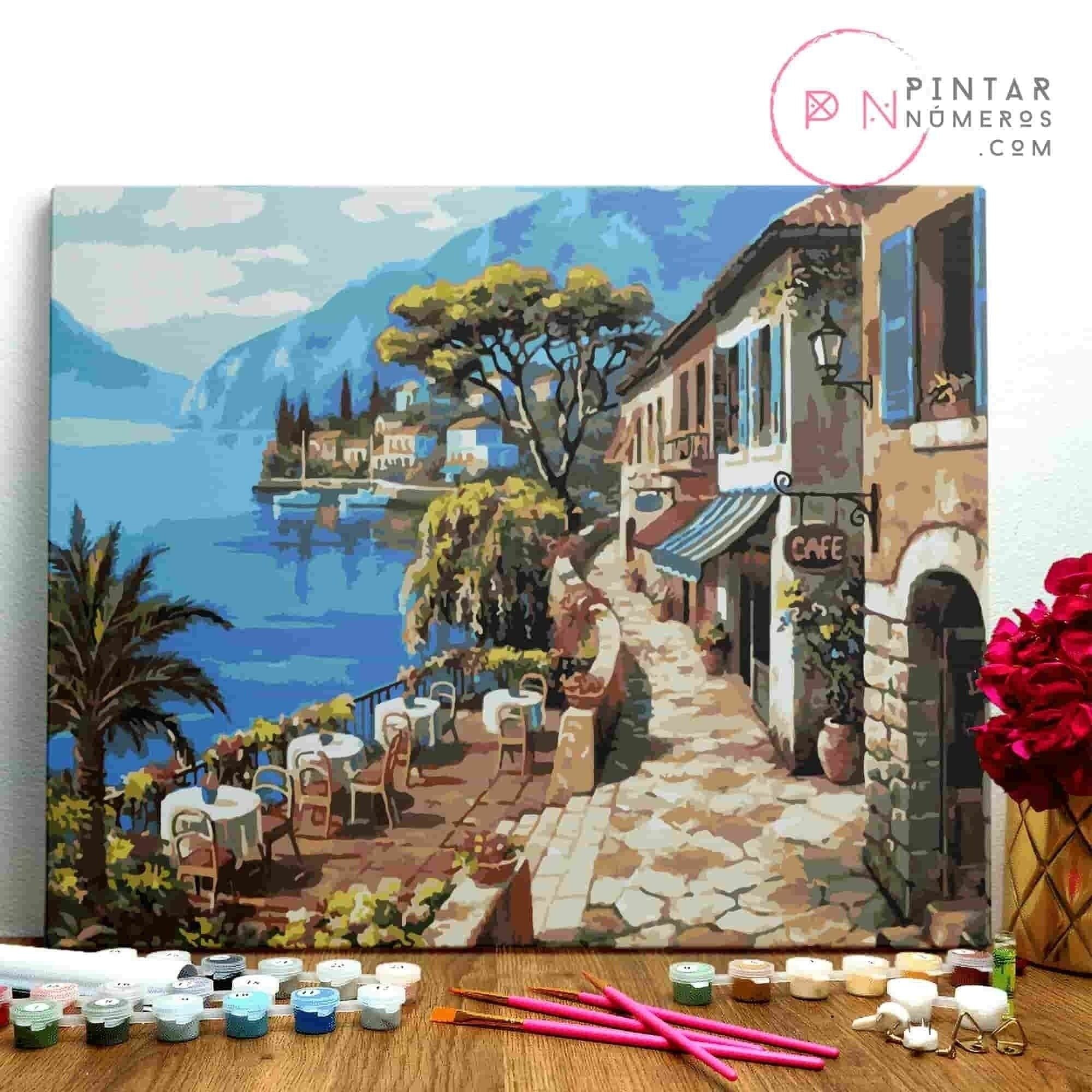 PINTURA POR NÚMEROS ® - Café al Mar - (Paint by Numbers Framed 40x50cm)