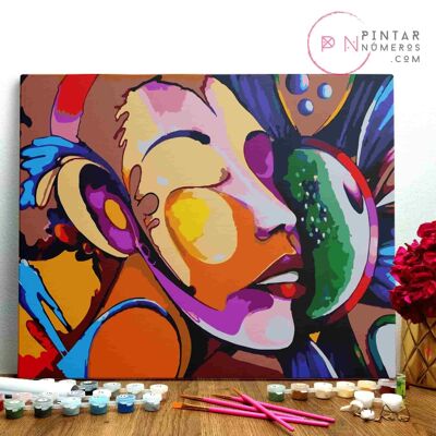 PINTURA POR NÚMEROS ® - Cara africana - (Paint by Numbers Framed 40x50cm)