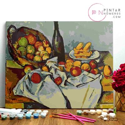 PINTURA POR NÚMEROS ® - Cesta de manzanas de Paul Cezanne - (Paint by Numbers Framed 40x50cm)