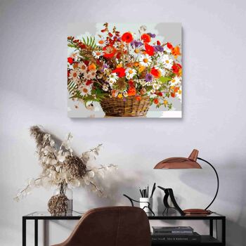 PEINTURE PAR NUMÉROS ® - Panier en osier avec fleurs - (Peinture par Numéros Encadrée 40x50cm) 2