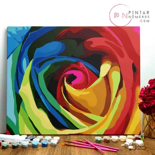 PINTURA POR NÚMEROS ® - Colores que se abrazan - (Paint by Numbers Framed 40x50cm)