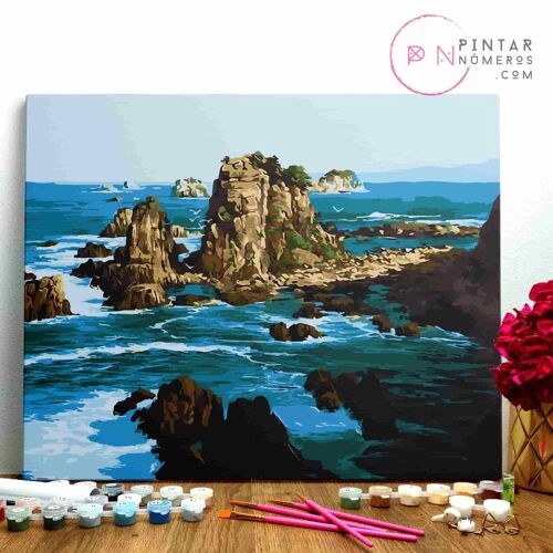 PINTURA POR NÚMEROS ® - Costa rocosa - (Paint by Numbers Framed 40x50cm)