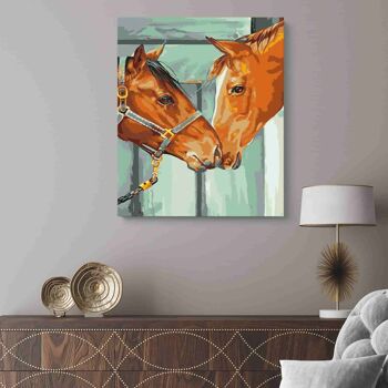 PEINTURE PAR NUMÉROS ® - Deux chevaux dans l'écurie - (Peinture par Numéros Encadrée 40x50cm) 2