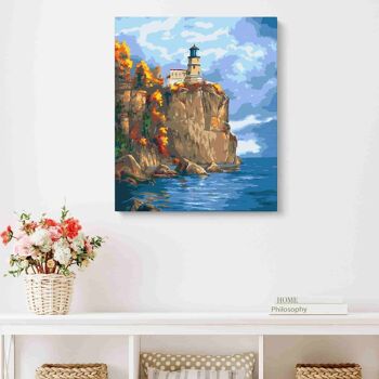 PEINTURE PAR NUMÉROS ® - Le phare sur la falaise - (Peinture par Numéros Encadrée 40x50cm) 2
