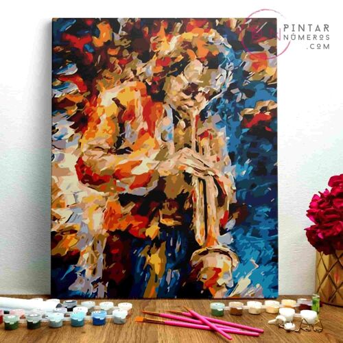 PINTURA POR NÚMEROS ® - El trompetista - (Paint by Numbers Framed 40x50cm)