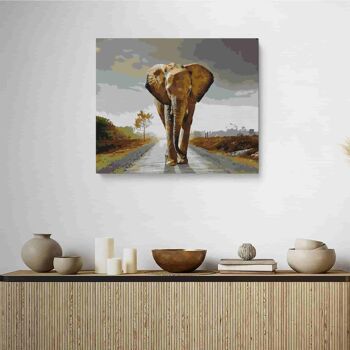 PEINTURE PAR NUMÉROS ® - Éléphant qui marche - (Peinture par Numéros Encadrée 40x50cm) 2