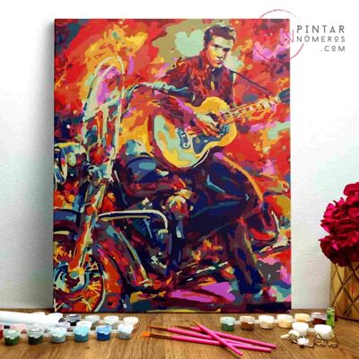 PINTURA POR NÚMEROS ® - Elvis Presley Guitarra - (Paint by Numbers Framed 40x50cm)
