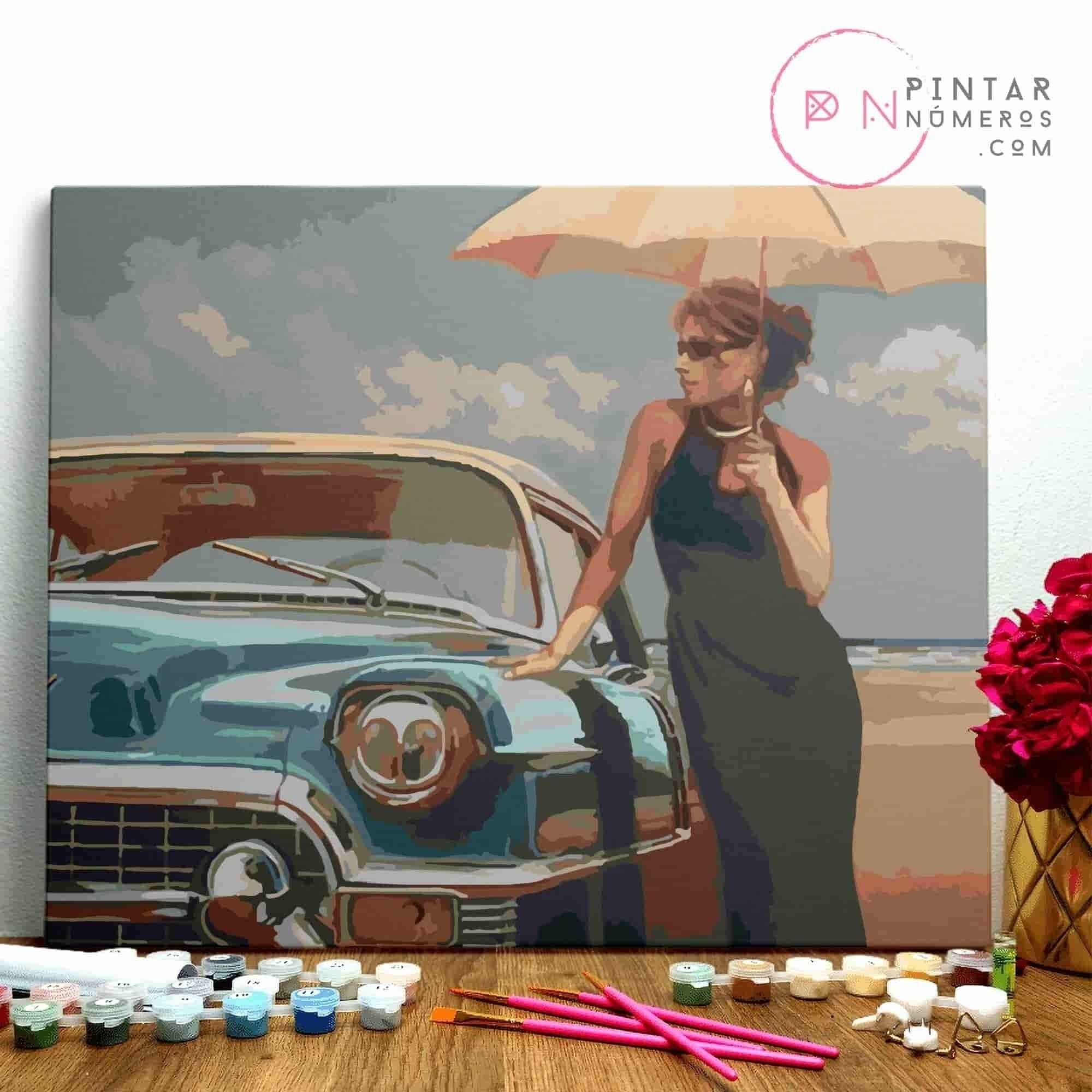 PINTURA POR NÚMEROS ® - Esperando a la sombra  - (Paint by Numbers Framed 40x50cm)