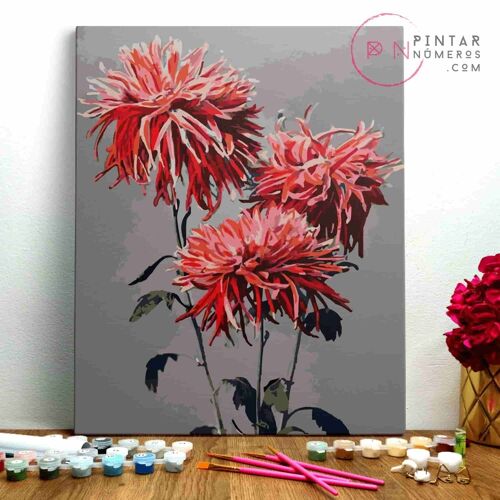 PINTURA POR NÚMEROS ® - Flores Japonesas - (Paint by Numbers Framed 40x50cm)