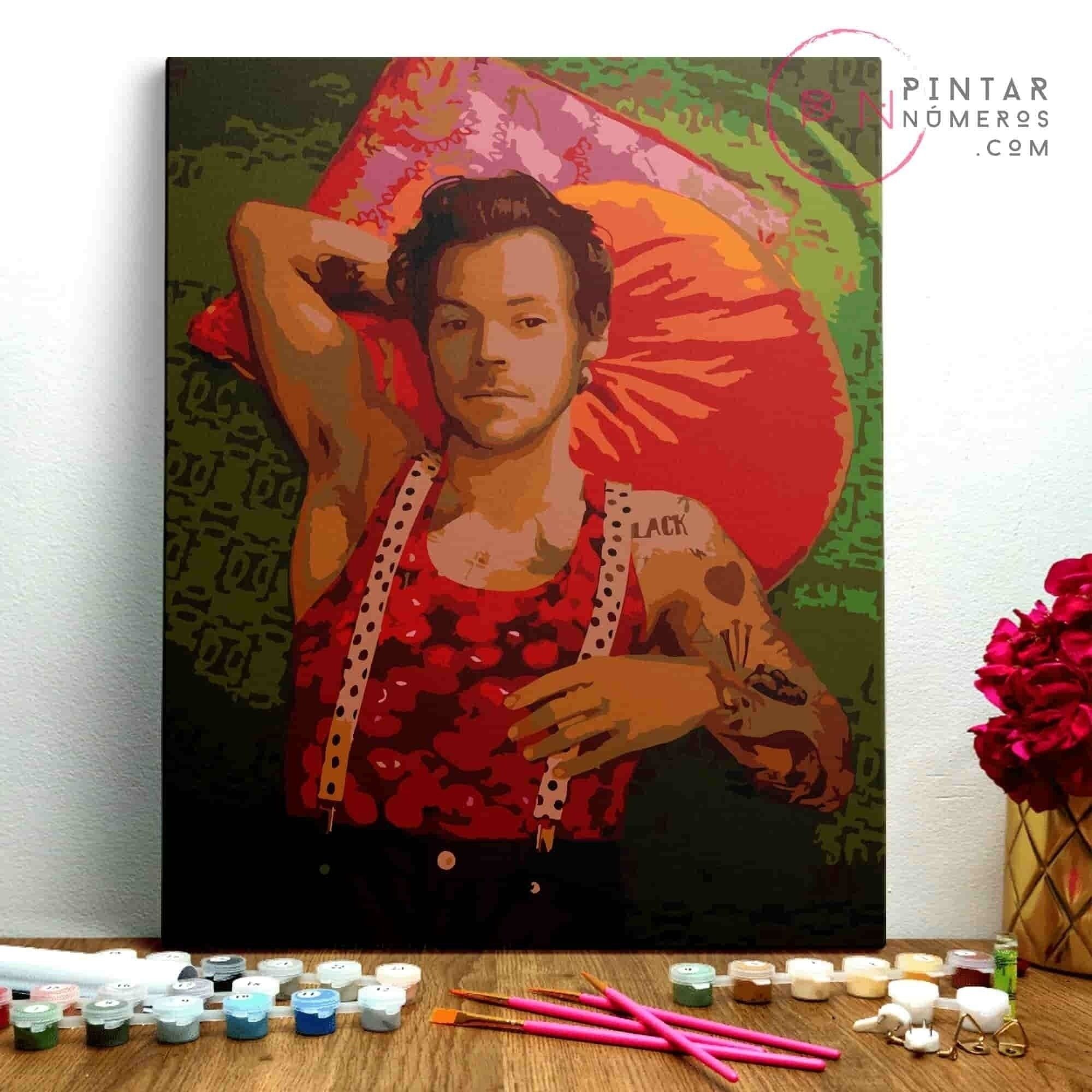 MALE NACH ZAHLEN ® - Harry Styles - (Malen nach Zahlen gerahmt 40x50cm)