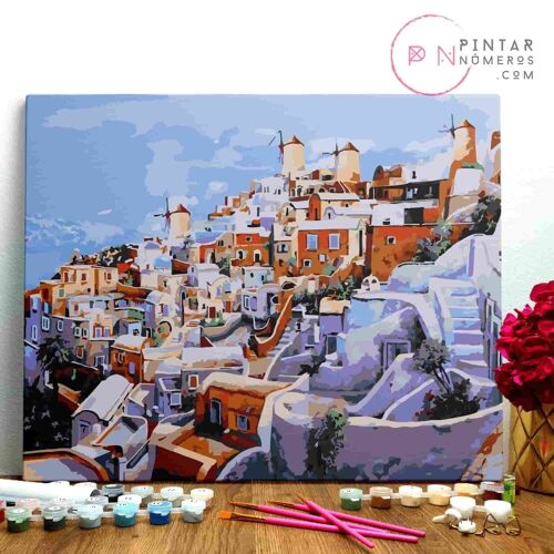 PINTURA POR NÚMEROS ® - I Colori di Santorini de Guido Borelli- (Paint by Numbers Framed 40x50cm)