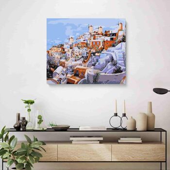 PEINTURE PAR NUMÉROS ® - I Colori di Santorini par Guido Borelli- (Peinture par numéros encadrée 40x50cm) 2