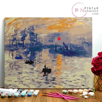 PAINTING BY NUMBERS ® - Monet's Rising Sun Print - (Paint by Numbers Framed 40x50cm)