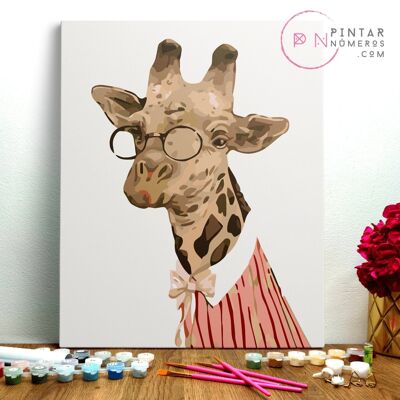 PEINTURE PAR NUMÉROS ® - Drôle de girafe - (Peinture par Numéros Encadrée 40x50cm)