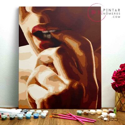 PAINTING BY NUMBERS ® - The seduction of the lips - (Paint by Numbers Framed 40x50cm)