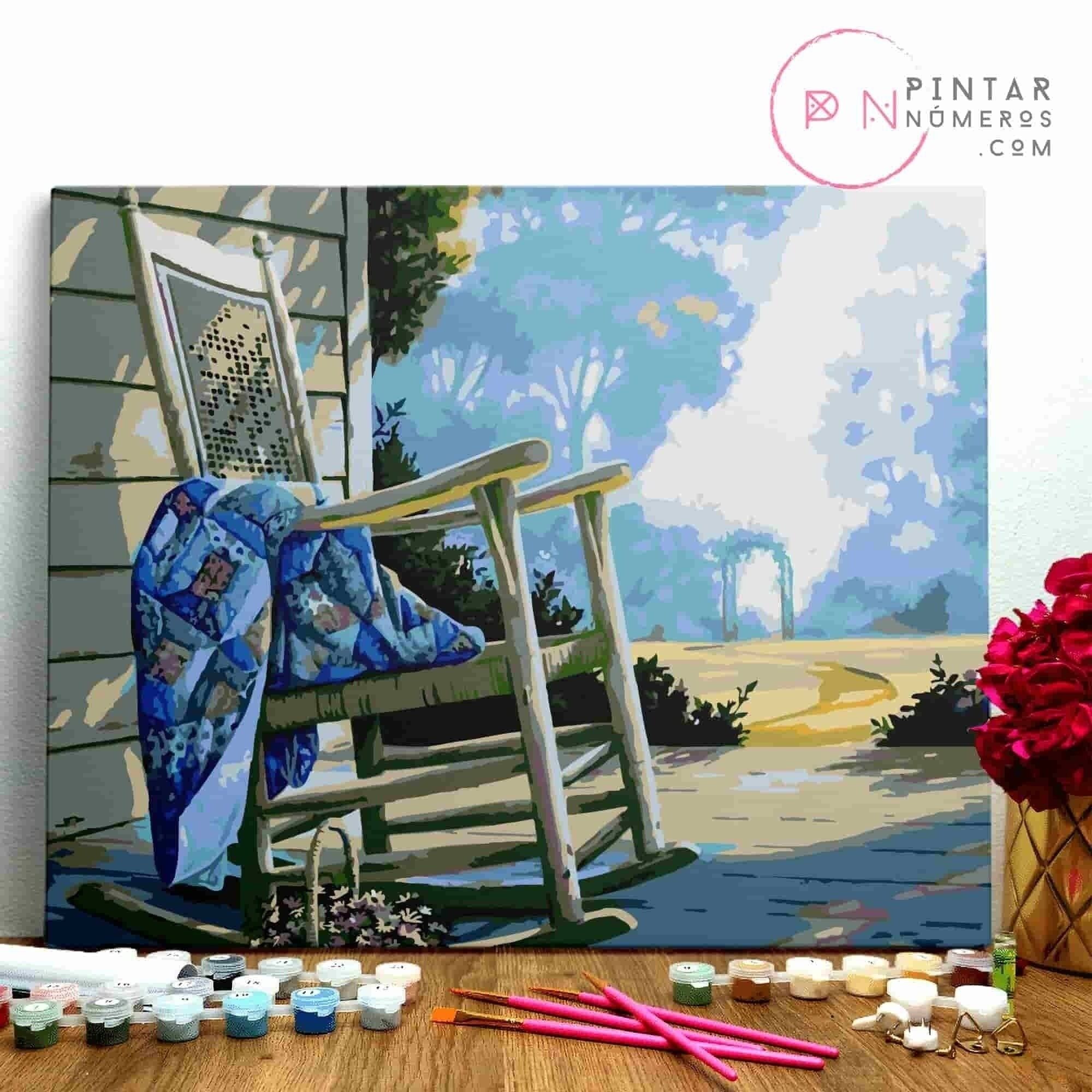 MALE NACH ZAHLEN ® - Der Stuhl - (Malen nach Zahlen gerahmt 40x50cm)