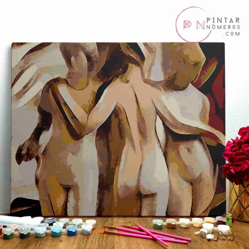 PINTURA POR NÚMEROS ® - Las amigas - (Paint by Numbers Framed 40x50cm)