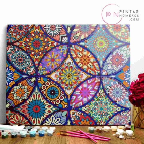 PINTURA POR NÚMEROS ® - Mandala circulos - (Paint by Numbers Framed 40x50cm)