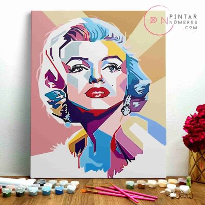 MALE NACH ZAHLEN ® - Marilyn Monroe - (Malen nach Zahlen gerahmt 40x50cm)