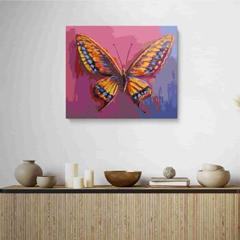 PEINTURE PAR NUMÉROS ® - Papillon sur fond violet - (Peinture par Numéros Encadrée 40x50cm) 2
