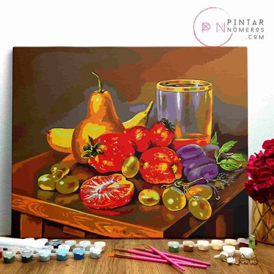 PINTURA POR NÚMEROS ® - Mesa con frutas - (Paint by Numbers Framed 40x50cm)