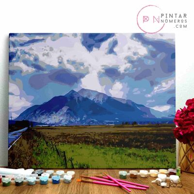 PEINTURE PAR NUMÉROS ® - Montagne et nuages - (Peinture par Numéros Encadrée 40x50cm)