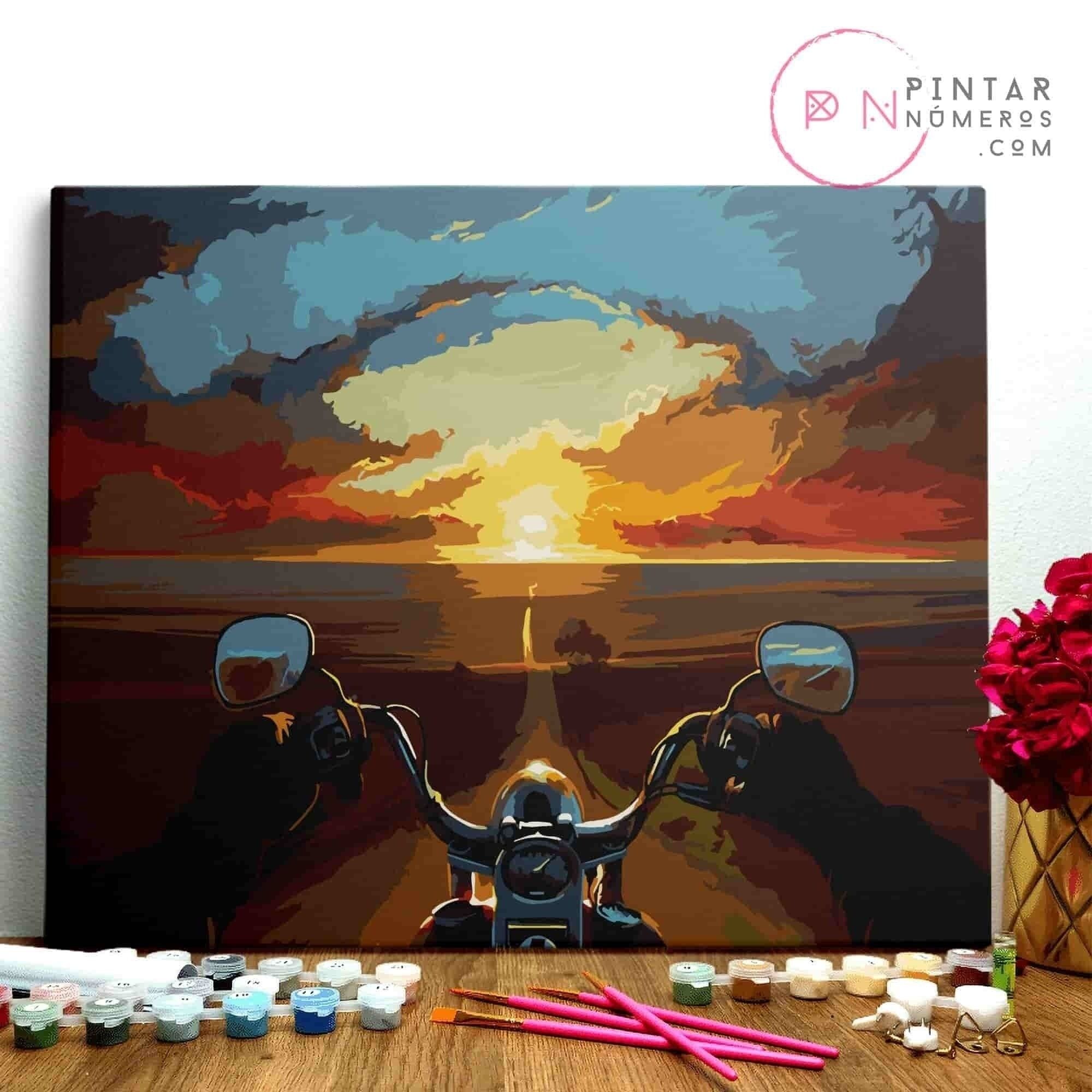 PAINTING BY NUMBERS ® - Unendliches Motorrad - (Malen nach Zahlen gerahmt 40x50cm)