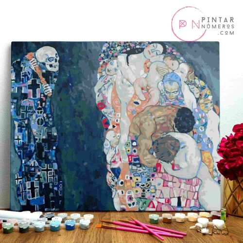 PINTURA POR NÚMEROS ® - Muerte y vida de Gustav Klimt - (Paint by Numbers Framed 40x50cm)