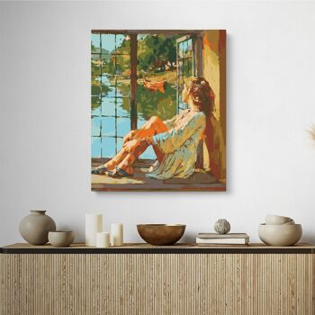 PAINTING BY NUMBERS ® - Femme à la Fenêtre par Paul Hadley - (Peinture par Numéros Encadrée 40x50cm) 2