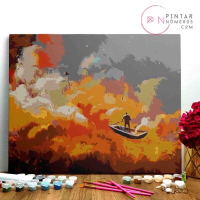 PINTURA POR NÚMEROS ® - Navegando mar de colores - (Paint by Numbers Framed 40x50cm)