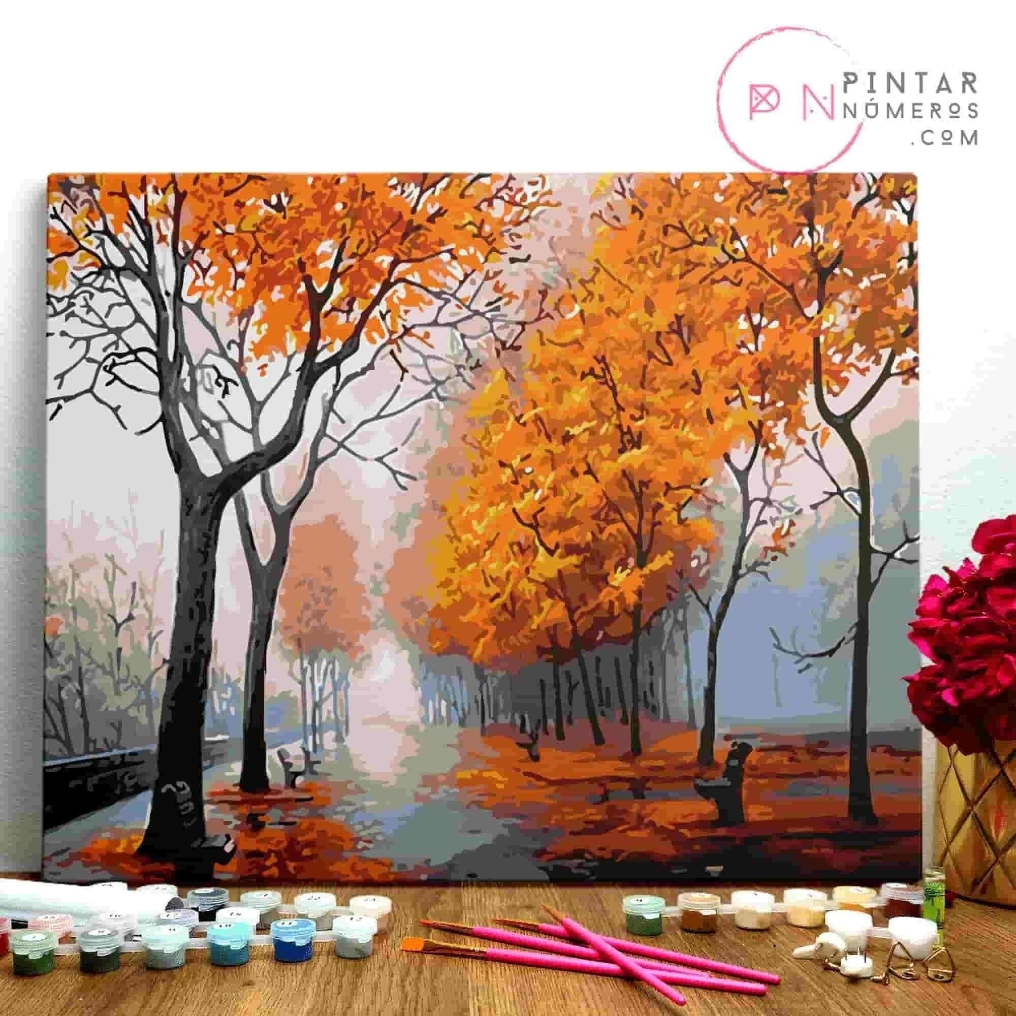 MALE NACH ZAHLEN ® - Herbst - (Malen nach Zahlen gerahmt 40x50cm)