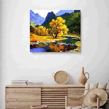 PEINTURE PAR NUMÉROS ® - Paysage avec rivière - (Peinture par Numéros Encadrée 40x50cm) 2