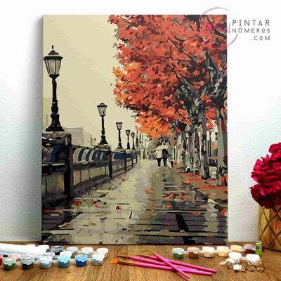 PAINTING BY NUMBERS ® - Herbstspaziergang - (Malen nach Zahlen gerahmt 40x50cm)