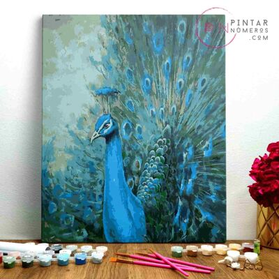 PINTURA POR NÚMEROS ® - Pavo real - (Paint by Numbers Framed 40x50cm)