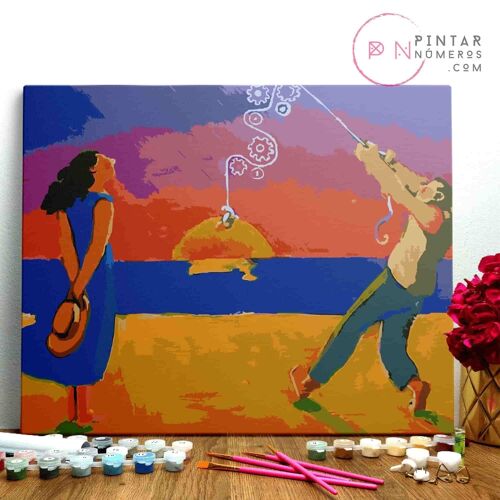 PINTURA POR NÚMEROS ® - Pescando al anochecer - (Paint by Numbers Framed 40x50cm)