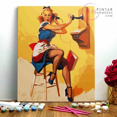 PINTURA POR NÚMEROS ® - Pin Up “We Can Do It” - (Paint by Numbers Framed 40x50cm)