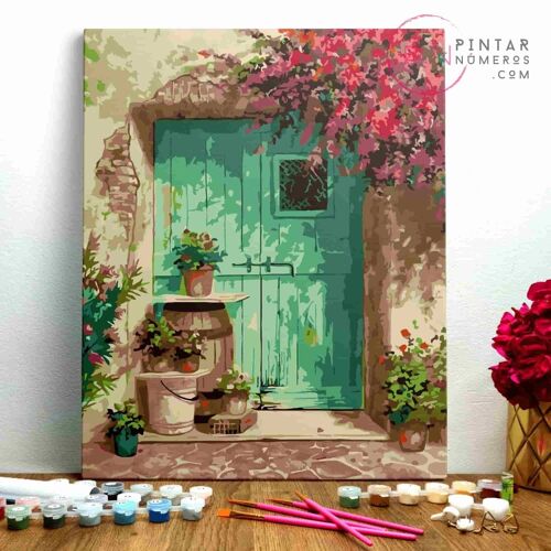 PINTURA POR NÚMEROS ® - Portalada Turquesa - (Paint by Numbers Framed 40x50cm)