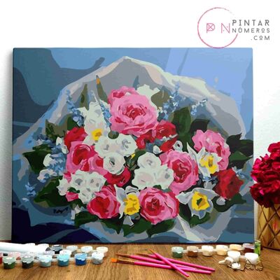 PEINTURE PAR NUMÉROS ® - Bouquet Coloré - (Peinture par Numéros Encadrée 40x50cm)