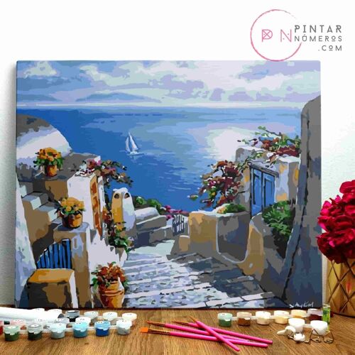 PINTURA POR NÚMEROS ® - Santorini - (Paint by Numbers Framed 40x50cm)