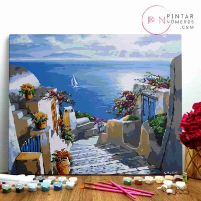 PEINTURE PAR NUMÉROS ® - Santorin - (Peinture par Numéros Encadrée 40x50cm)