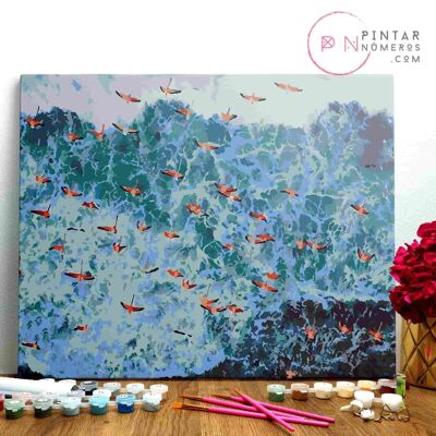 PINTURA POR NÚMEROS ® - Sobrevolando el mar - (Paint by Numbers Framed 40x50cm)