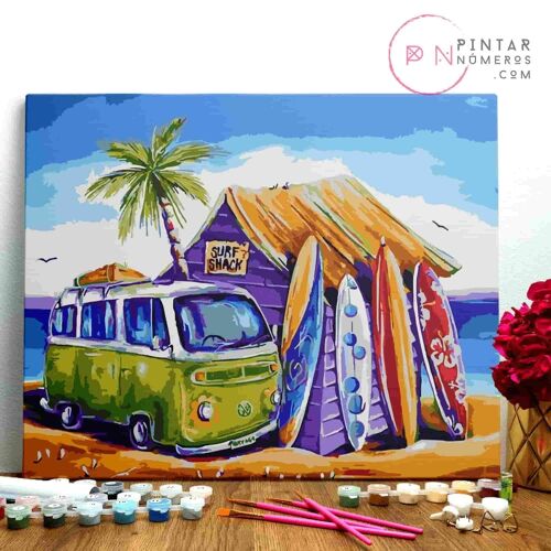 PINTURA POR NÚMEROS ® - Surf Lifestyle - (Paint by Numbers Framed 40x50cm)