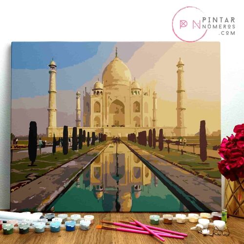 PINTURA POR NÚMEROS ® - Taj Mahal - (Paint by Numbers Framed 40x50cm)