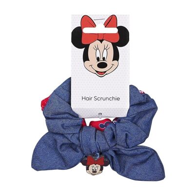 Set of 2 Minnie Fabric Scrunchies - with Bow and Badge