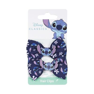 Set of 2 Stitch Hair Clips - with Bow and Badge