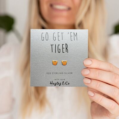 Kleine Tiger-Ohrringe aus Sterlingsilber