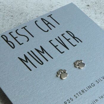 Boucles d'oreilles Patte Argent Best Cat Mum 5