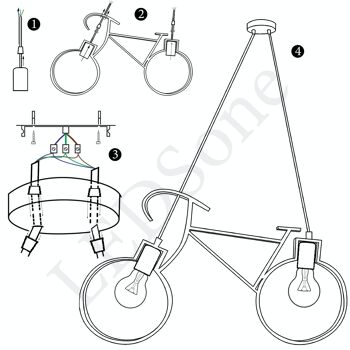 Rétro Meta Design Vélo Plafond Suspendu Suspension Abat-Jour Cycle Moderne Abat-Jour ~ 2668 6